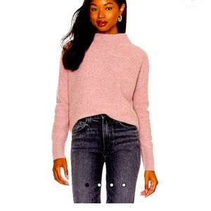 Vince Boiled Funnel Neck Pullover in pink clay